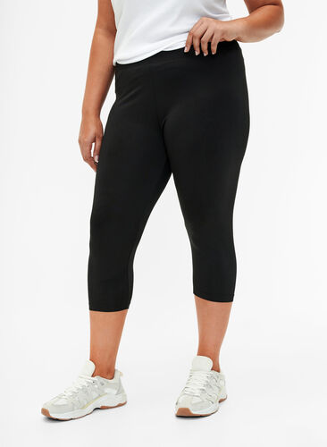 2-pack leggings with 3/4 length, Black / Black, Model image number 0