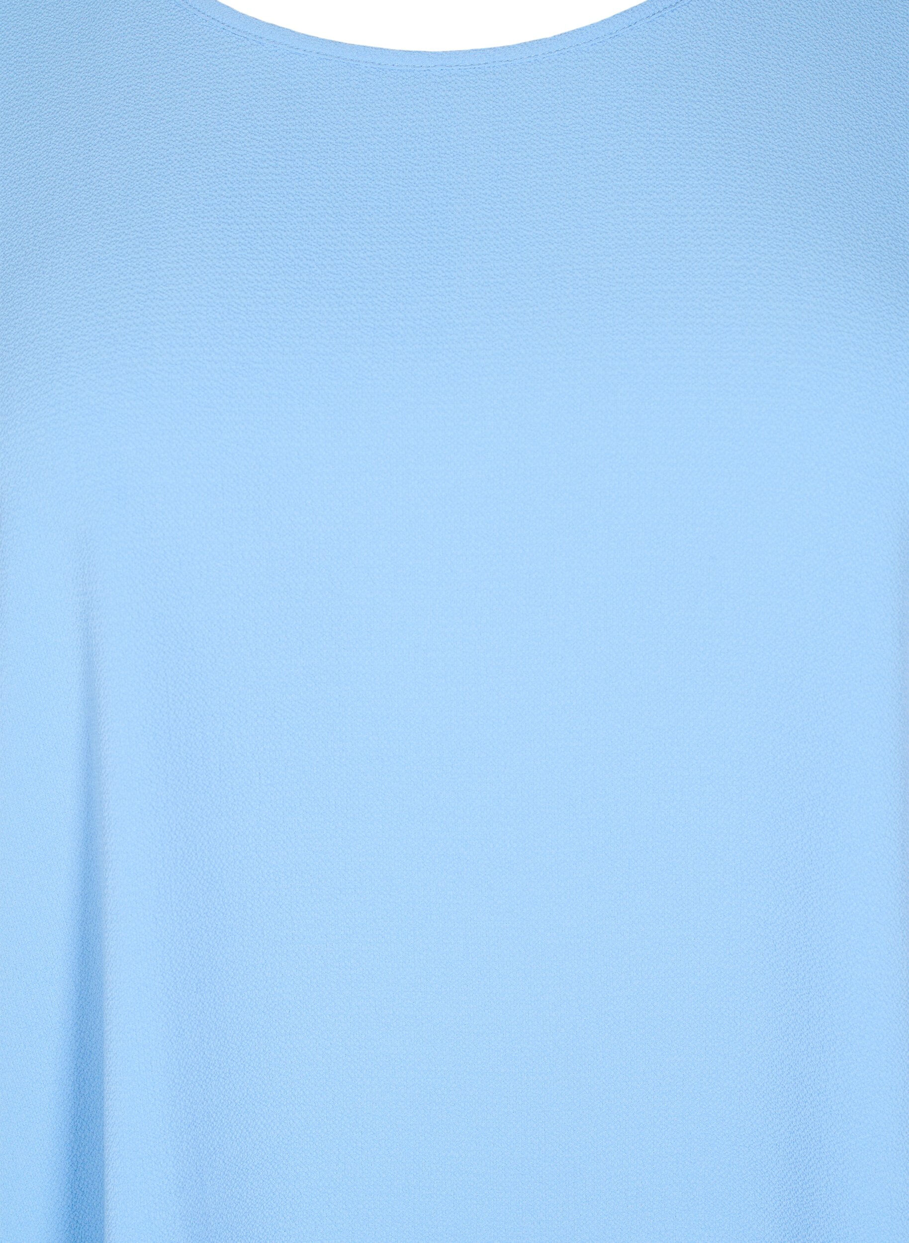 Zizzifashion Blouse with short sleeves and a round neckline, Light Blue, Packshot image number 2