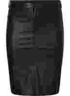 Coated skirt with slit, Black, Packshot