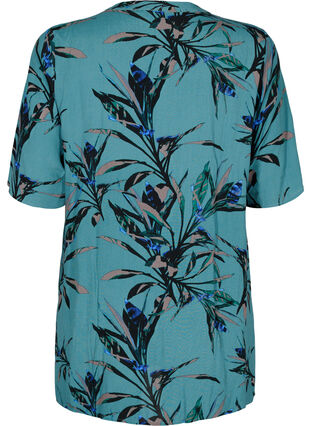 Printed tunic in viscose, Sea Pine Leaf, Packshot image number 1