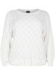Pullover with hole pattern and boat neck	, Cloud Dancer, Packshot image number 0