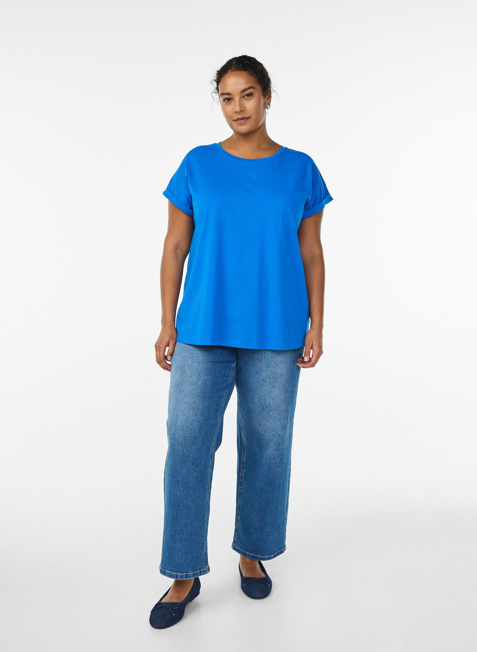 ZizzifashionShort-sleeved t-shirt in a cotton blend, Blue, Model image number 1