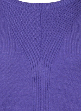 Plain coloured knitted jumper with rib details, Purple Opulence Mel., Packshot image number 2