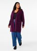 Long knitted cardigan with wool and hood, Potent Purple Mel., Model image number 2