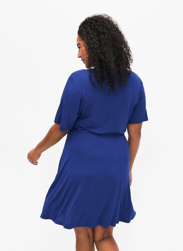 Wrap dress in viscose with short sleeves, Bellwether SOLID, Model image number 1