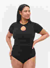 Swimsuit with short sleeves, Black, Model