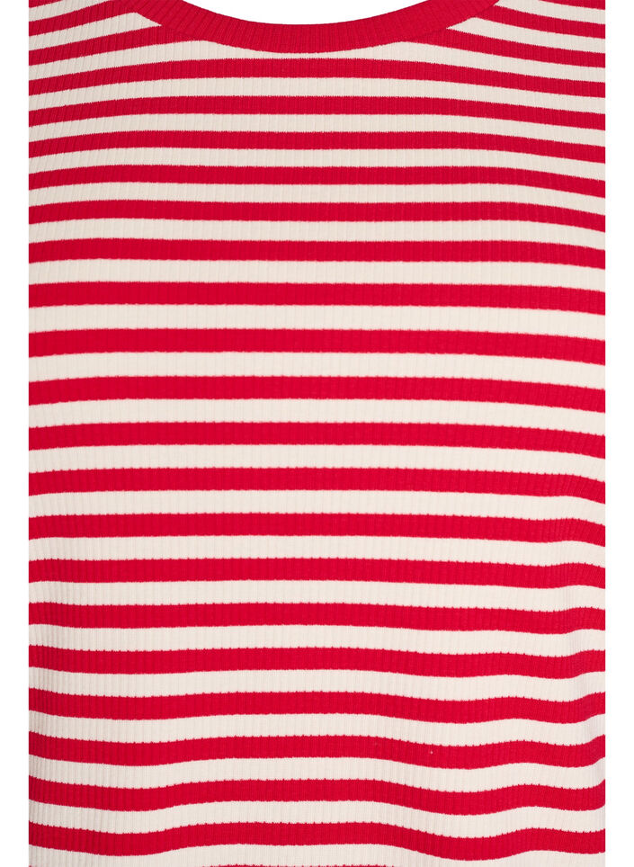 Striped T-shirt with ribbed texture, Red, Packshot image number 2