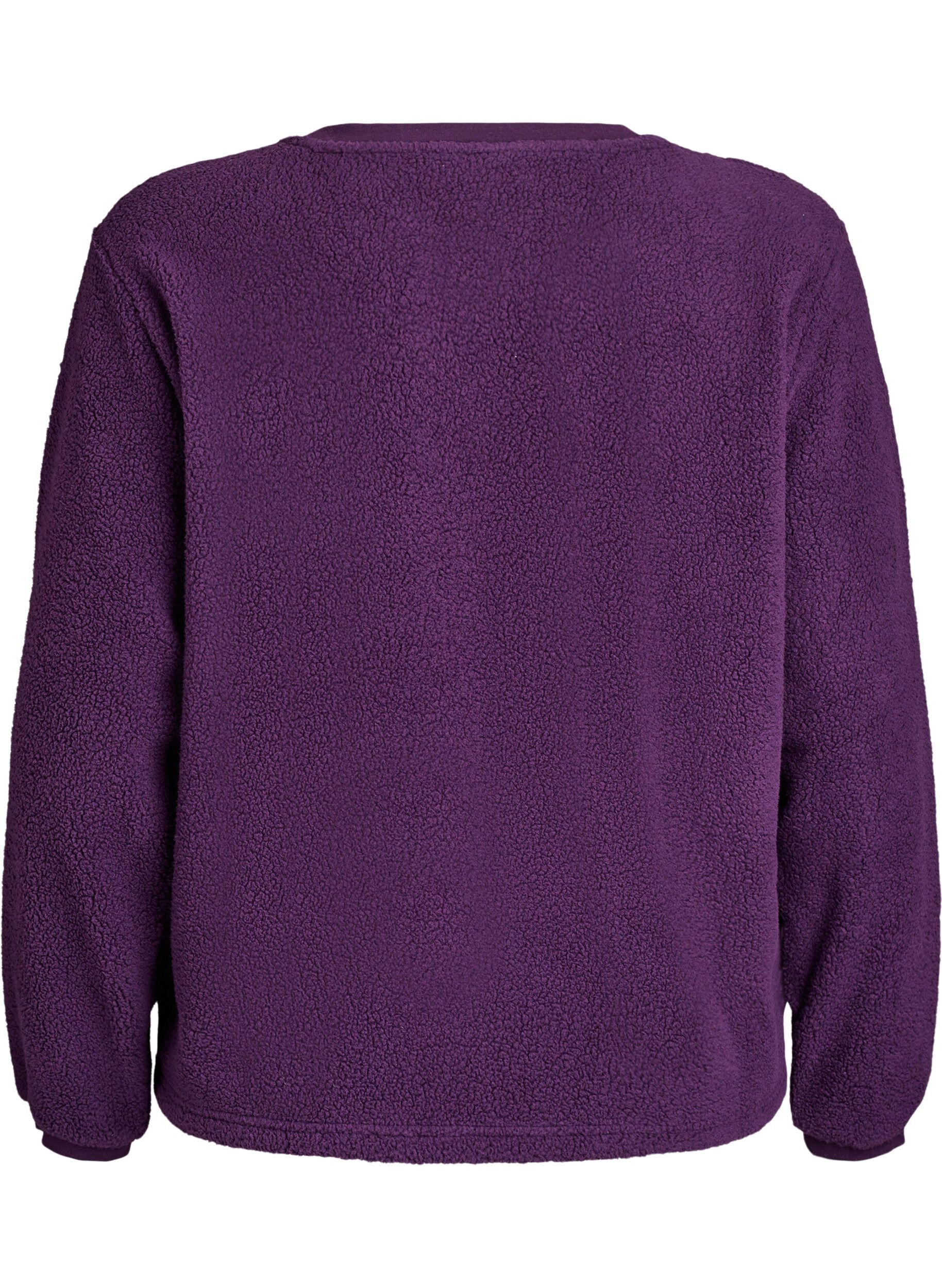Zizzifashion Soft teddy fleece sweater, Purple, Packshot image number 1