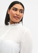 Shirt blouse with ruffle details, Bright White, Model image number 2