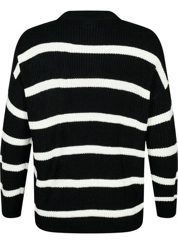 FLASH - Striped Knit Sweater, Black/White Stripe, Packshot image number 1