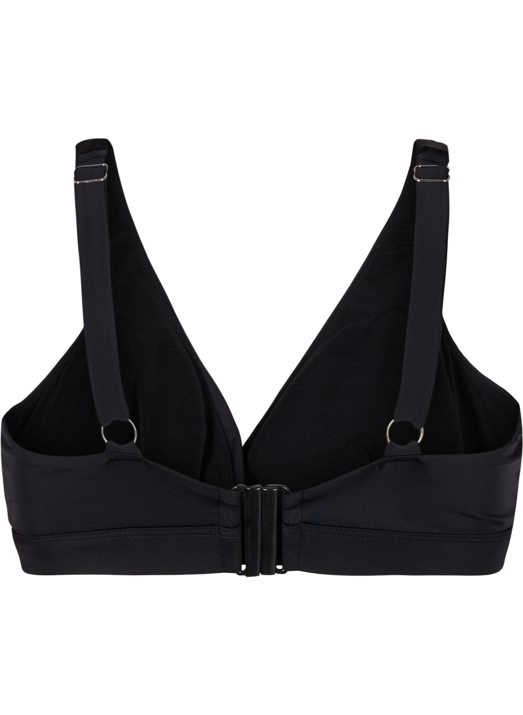 Zizzifashion Triangle bikini top with wrap detail, Black, Packshot image number 1