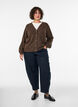 Cardigan with decorative buttons and V-neck, Brown, Model image number 1