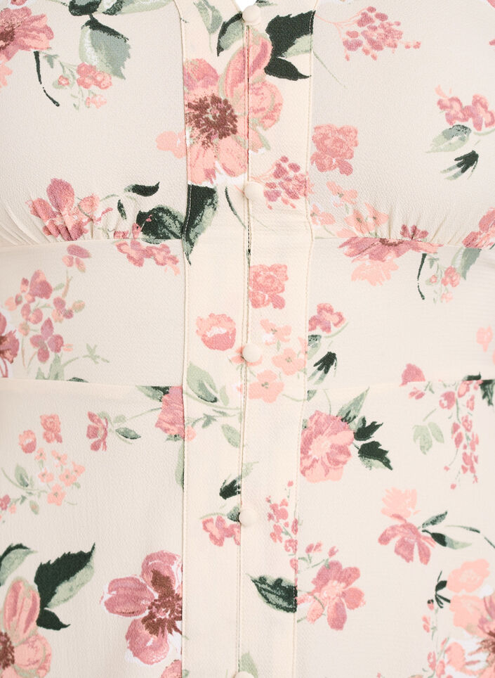 Midi dress with smock and decorative buttons, Beige, Packshot image number 2
