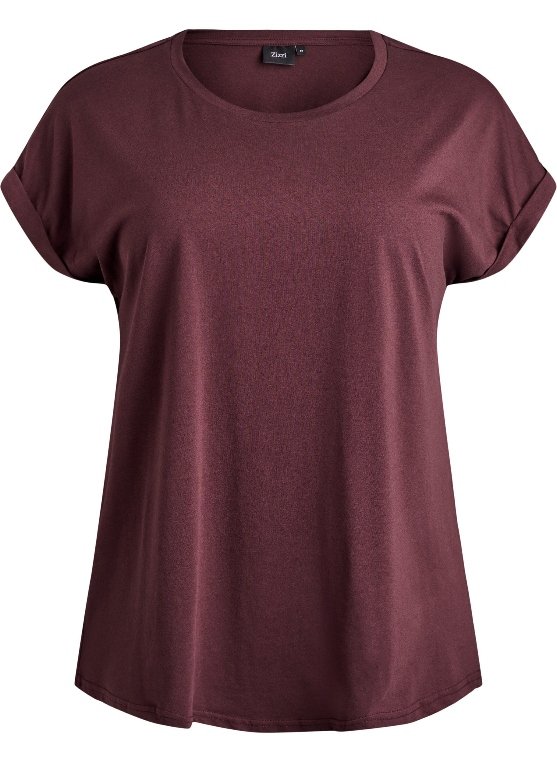 ZizzifashionShort-sleeved t-shirt in a cotton blend, Dark Bordeaux, Packshot image number 0