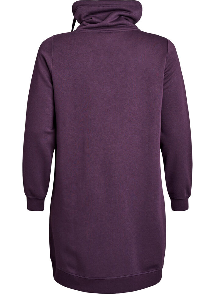 Short sweatshirt dress with high collar and pockets, Purple, Packshot image number 1