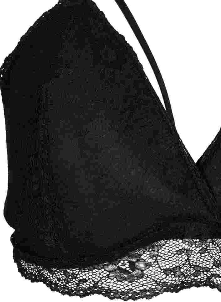 Lace bra with string details, Black, Packshot image number 2