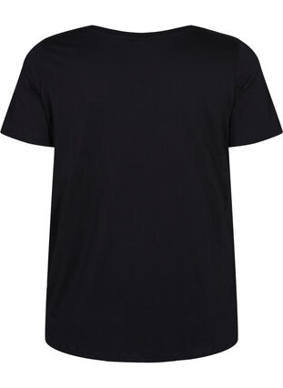 Cotton pyjama t-shirt with print, Black w. Be , Packshot image number 1