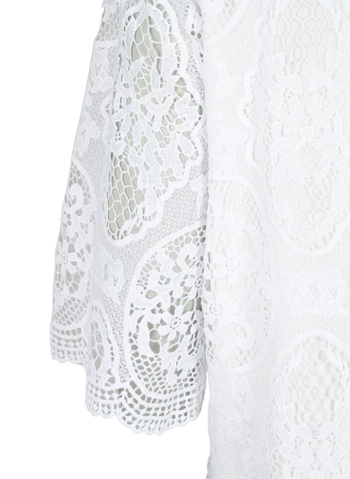 Short-sleeved lace party dress, Bright White, Packshot image number 3