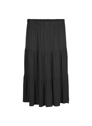 Long skirt with elasticated waist, Black, Packshot image number 0