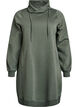 Short sweatshirt dress with high collar and pockets, Green, Packshot image number 0