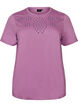 Organic cotton T-shirt with eyelet embroidery, Purple, Packshot image number 0