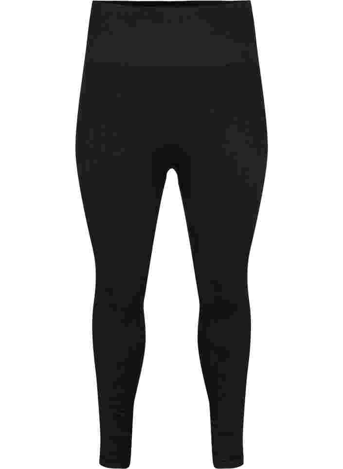 Workout leggings with ribbed structure, Black, Packshot image number 0