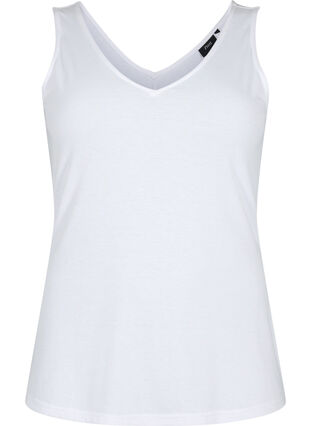 Basic top in rib with v-neckline, Bright White, Packshot image number 0