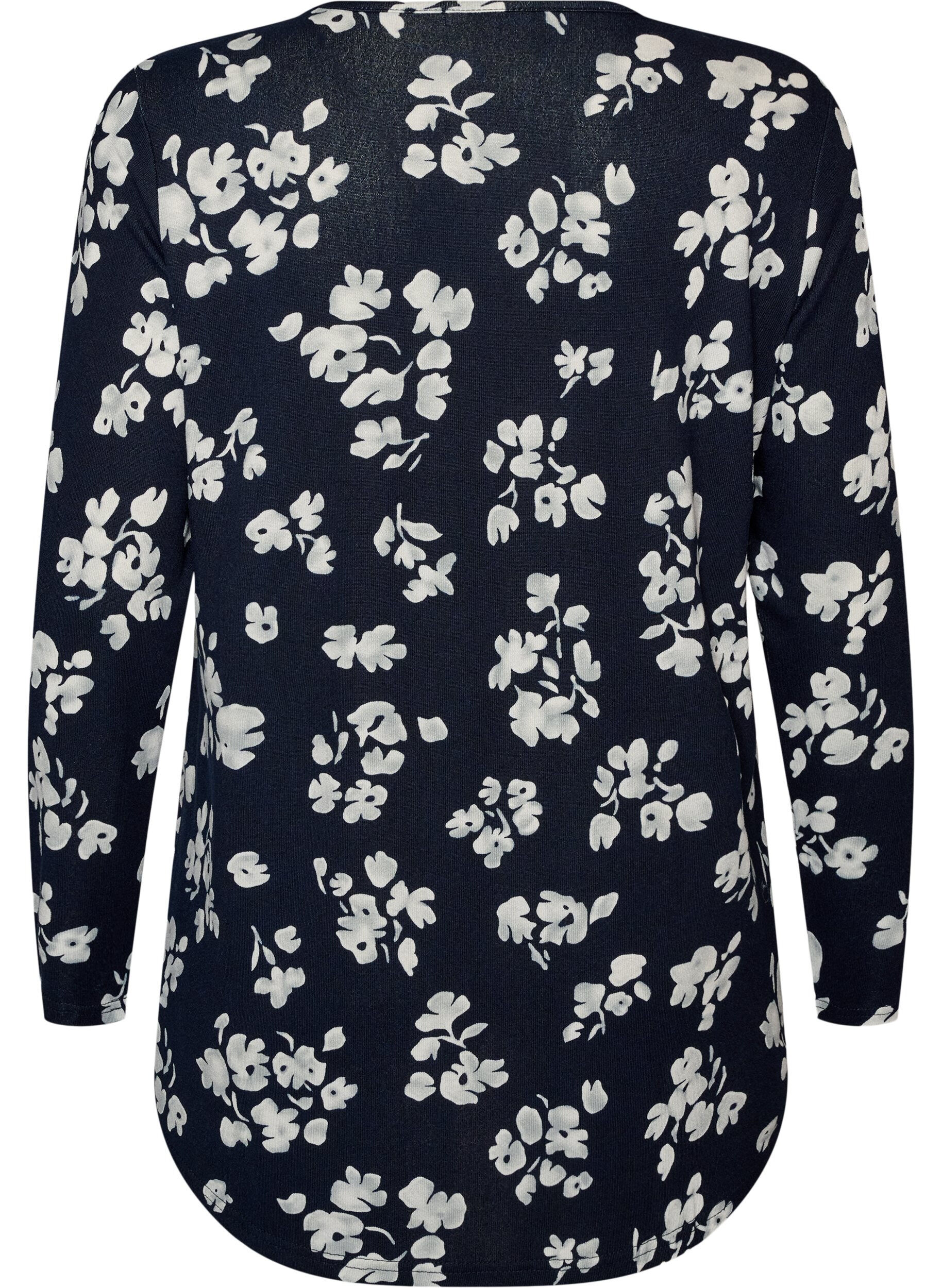 ZizzifashionFloral blouse with long sleeves, Blue, Packshot image number 1