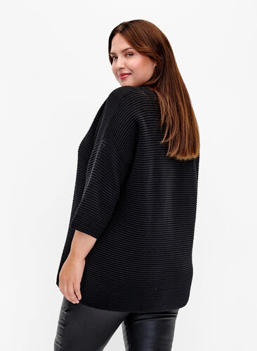 Structured pullover with high neck, Black, Model image number 1