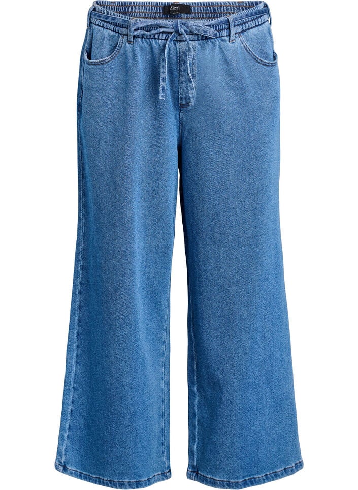 Loose-fit jeans with an elasticated waistband and a drawstring, Blue, Packshot image number 0