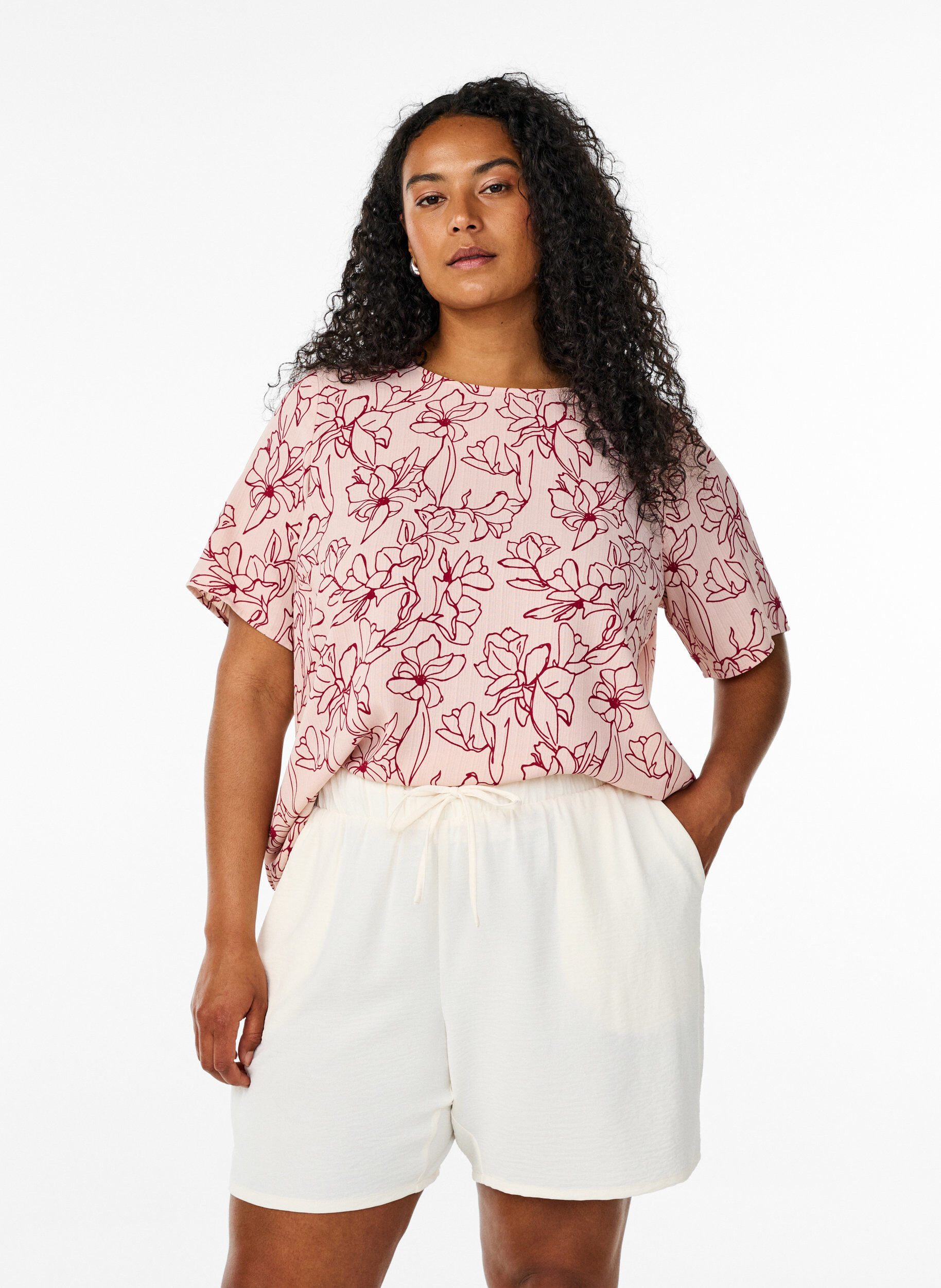 ZizzifashionShorts with pockets and elastic waistband, Vanilla, Model image number 0