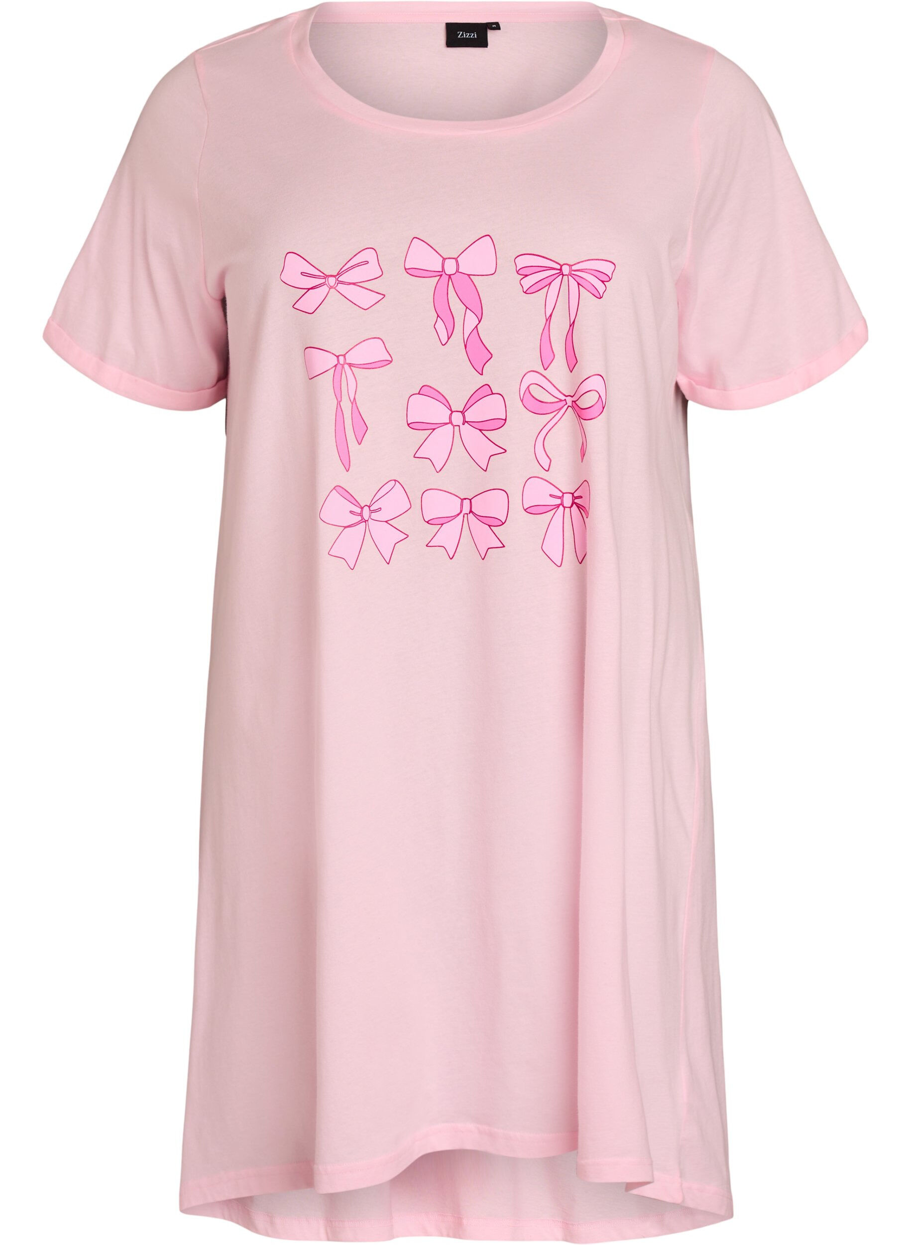 Zizzifashion Short-sleeved nightgown in organic cotton, Rose, Packshot image number 0