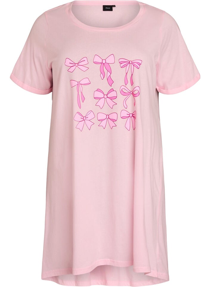 Short-sleeved nightgown in organic cotton, Rose, Packshot image number 0