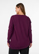 Jersey blouse with asymmetrical lace trim, Purple, Model image number 2
