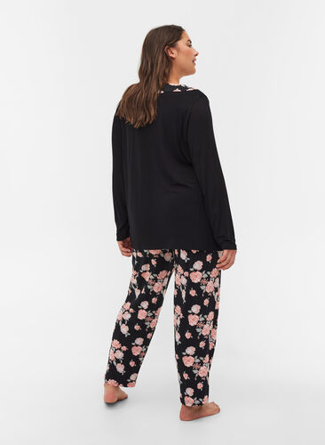 Canada willekeurig Ananiver Floral viscose pyjama trousers - Black - Sz. 42-60 - Zizzifashion