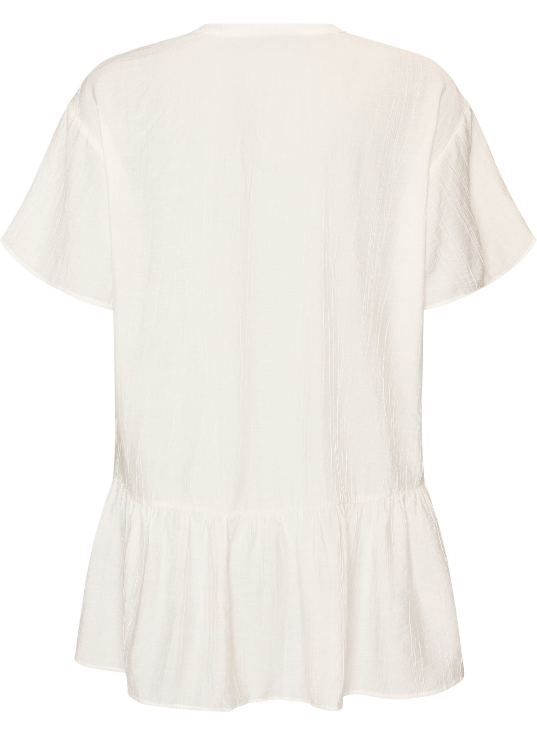 ZizzifashionLoose tunic with crinkled texture and ruffle hem, Vanilla, Packshot image number 1