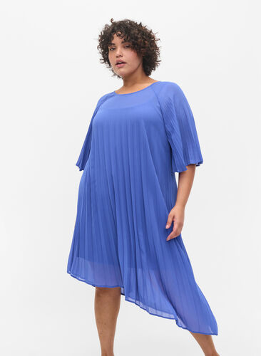 A-line dress with 2/4 sleeves, Dazzling Blue, Model image number 0