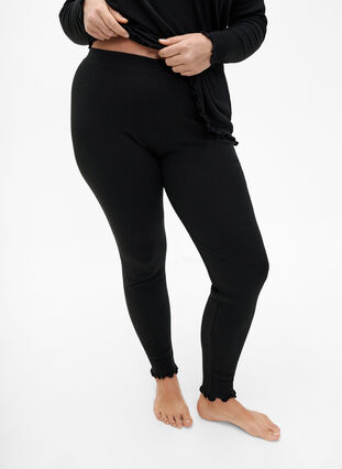 Tight fit ribbed trousers, Black, Model image number 2