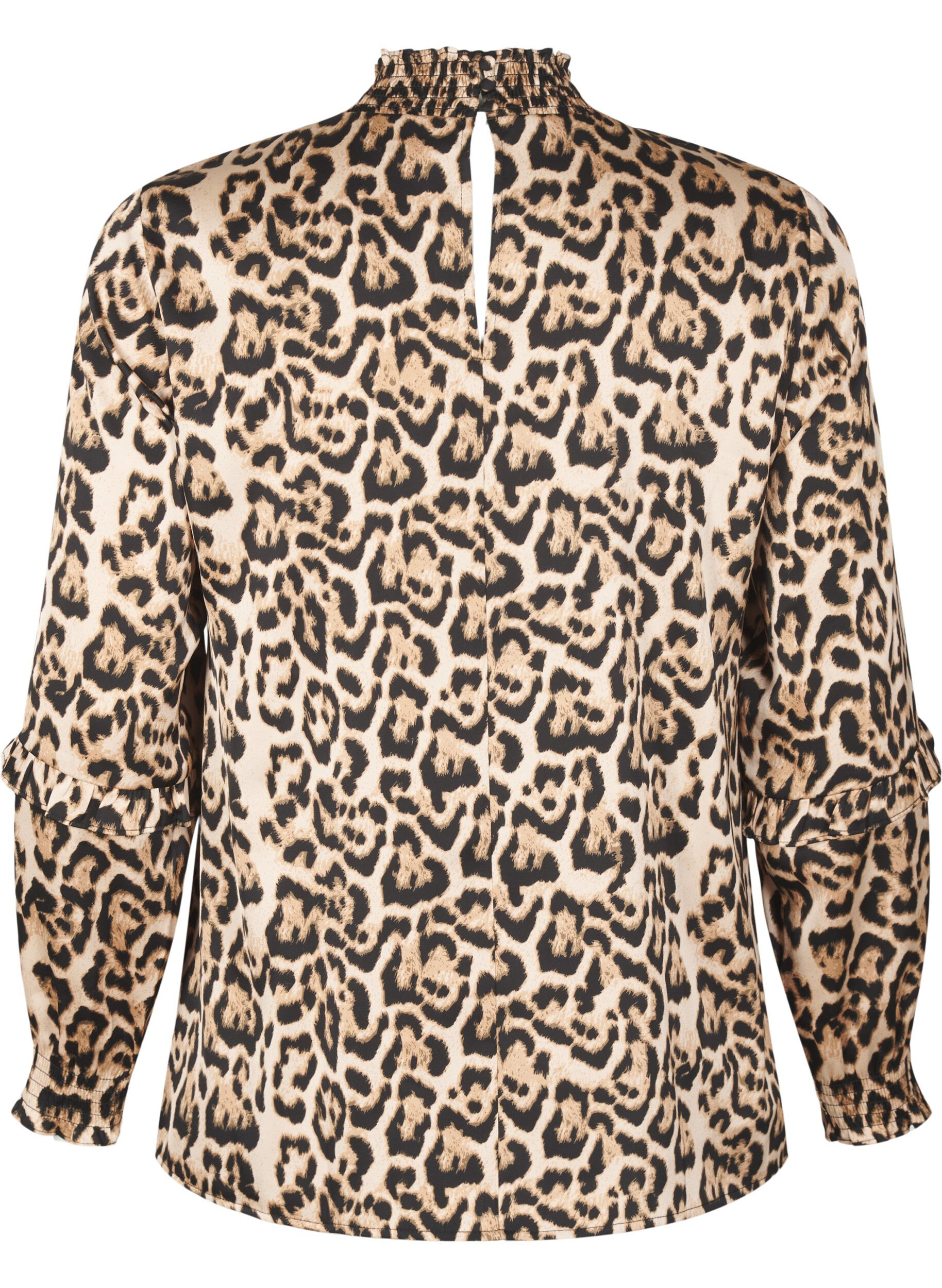 Zizzifashion Smocked leopard print blouse, Brown, Packshot image number 1