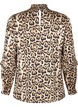 Smocked leopard print blouse, Brown, Packshot image number 1