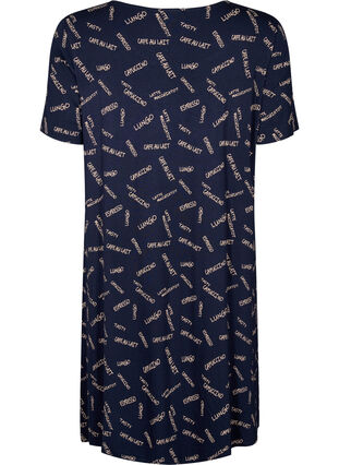 Short-sleeved viscose nightgown with print, N. Sky Coffee AOP, Packshot image number 1