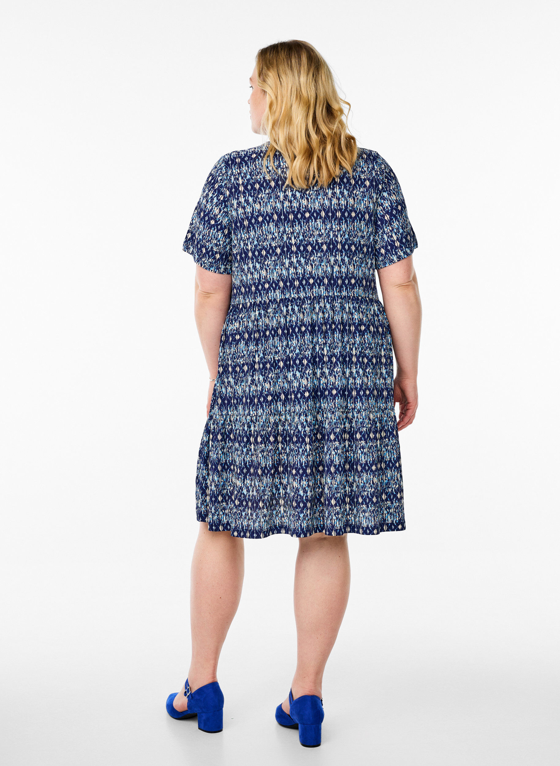 ZizzifashionPatterned dress with panels, Blue, Model image number 2