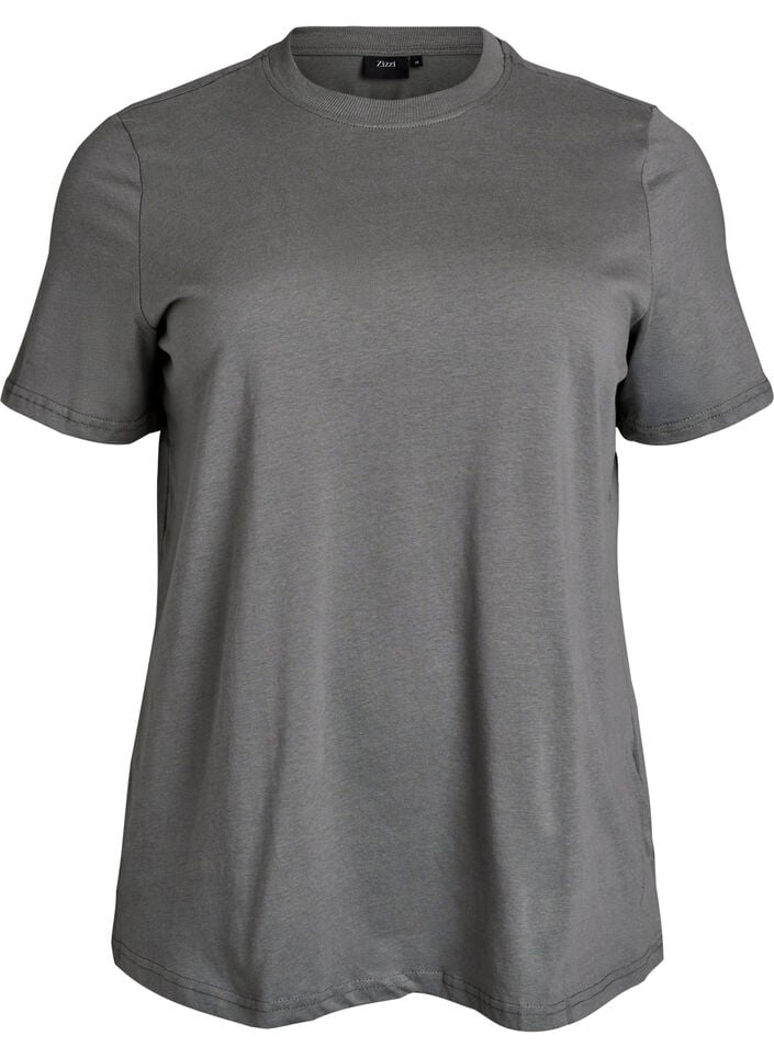 Basic cotton T-shirt with round neck, Grey, Packshot image number 0