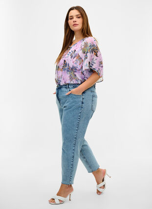 Short-sleeved printed blouse, Orchid Bouquet AOP, Model image number 2