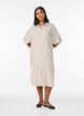 Shirt dress in linen and viscose with short sleeves, Beige, Model image number 1