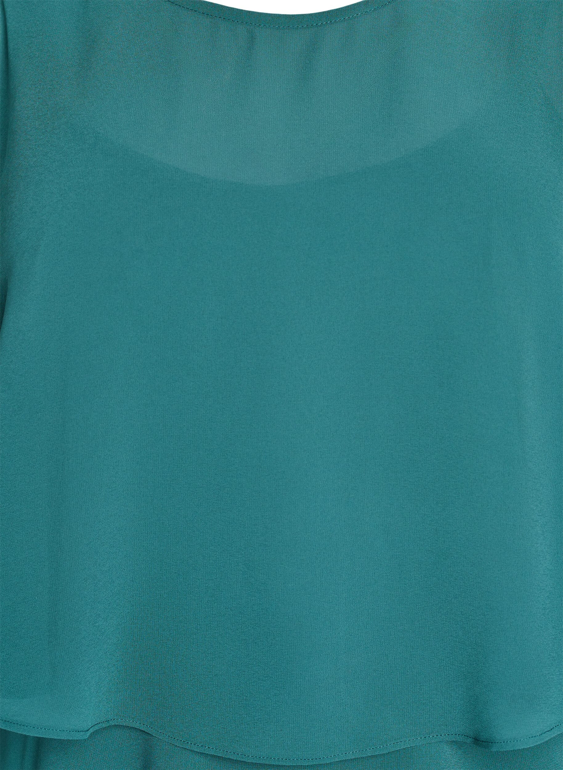 Zizzifashion Maxi dress with ruffle layers and detachable cape, Green, Packshot image number 2