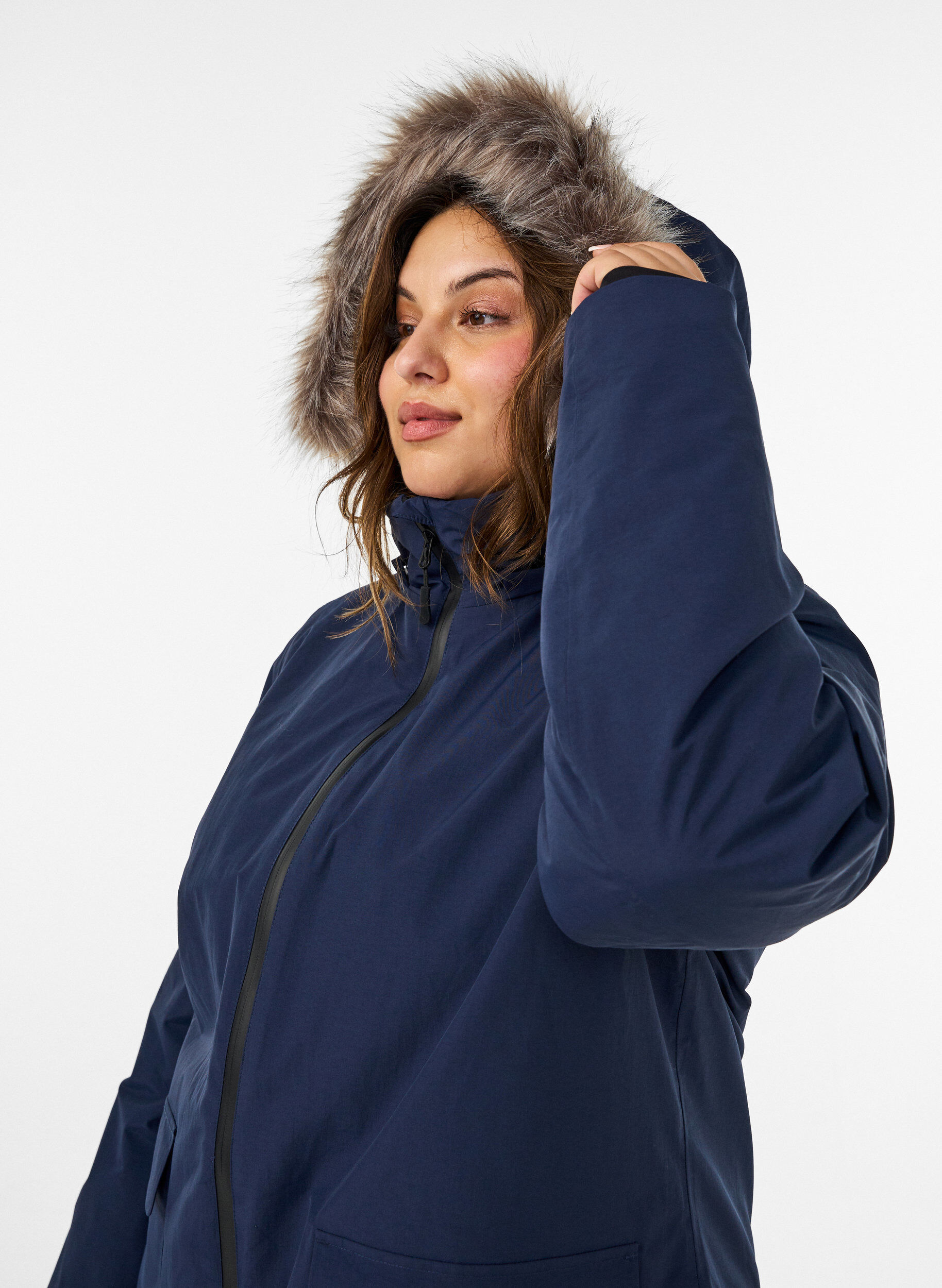 ZizzifashionWaterproof hooded parka, Blue, Model image number 3