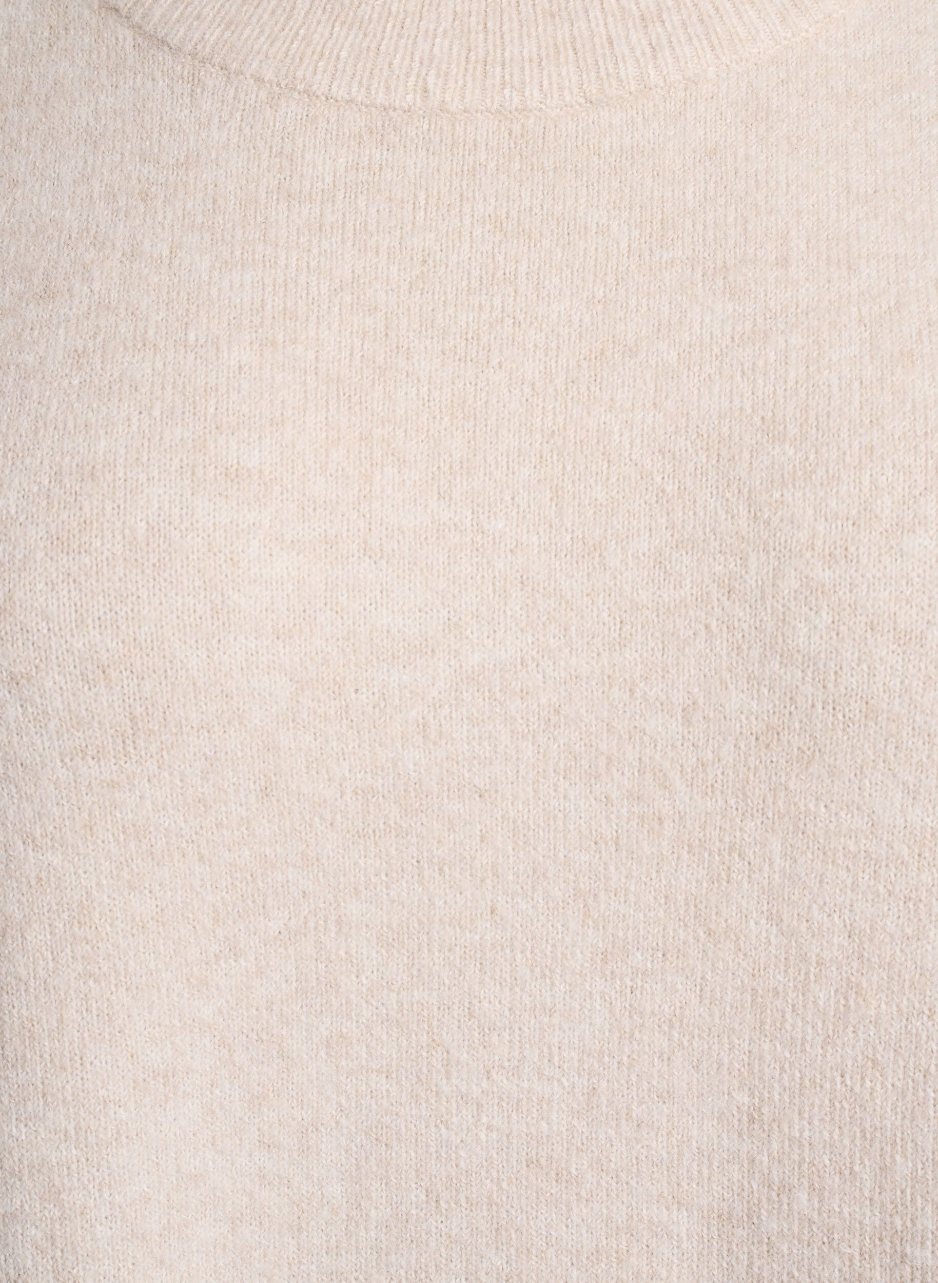 Zizzifashion Knitted dress with 3/4 sleeves and a round neck, P. Stone White Mel., Packshot image number 2