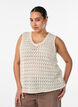 Sleeveless blouse with eyelet embroidery and V-neck, Beige, Model image number 0