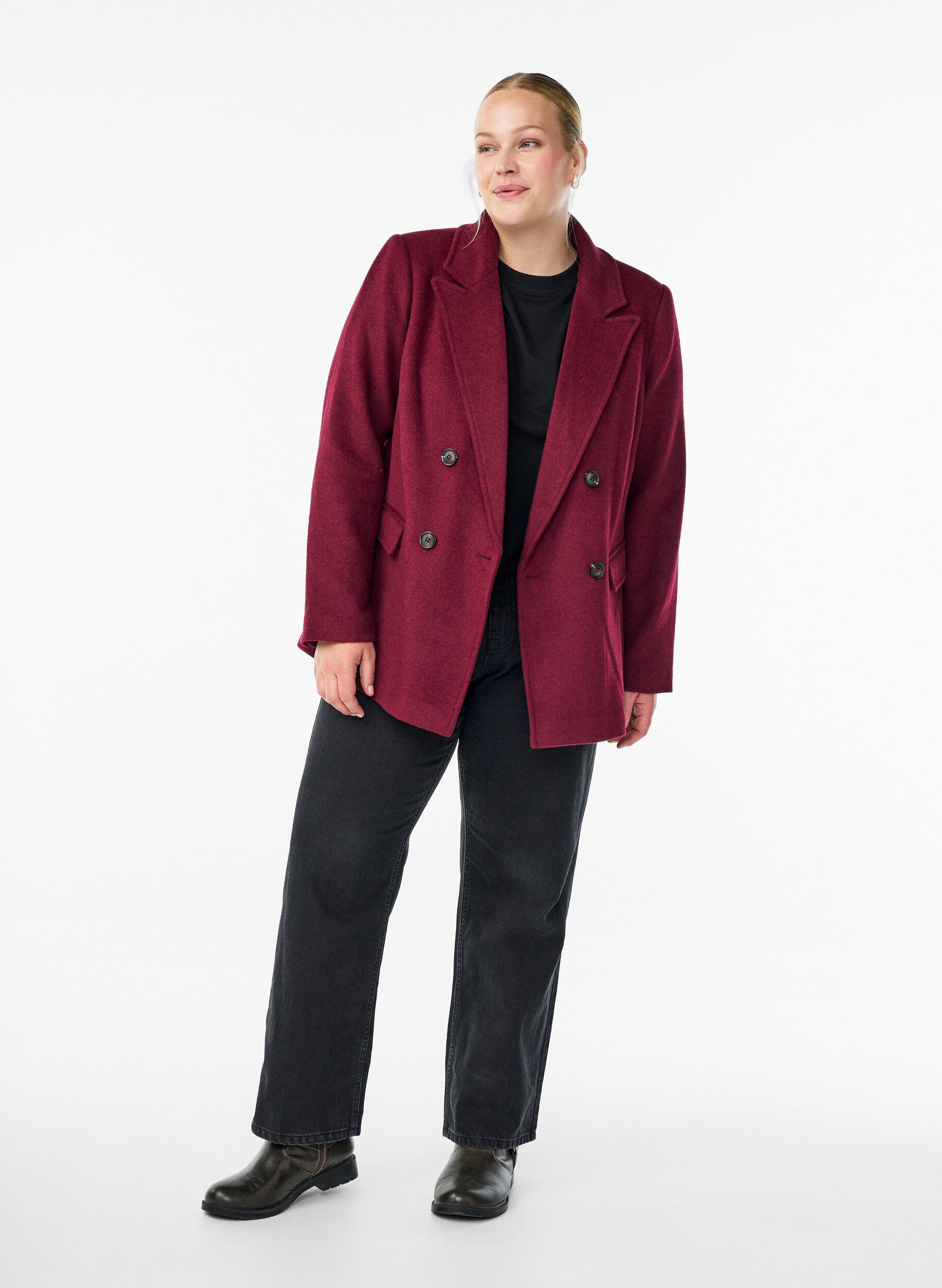Zizzifashion Blazer with double-breasted closure and classic lapels, Red, Model image number 1